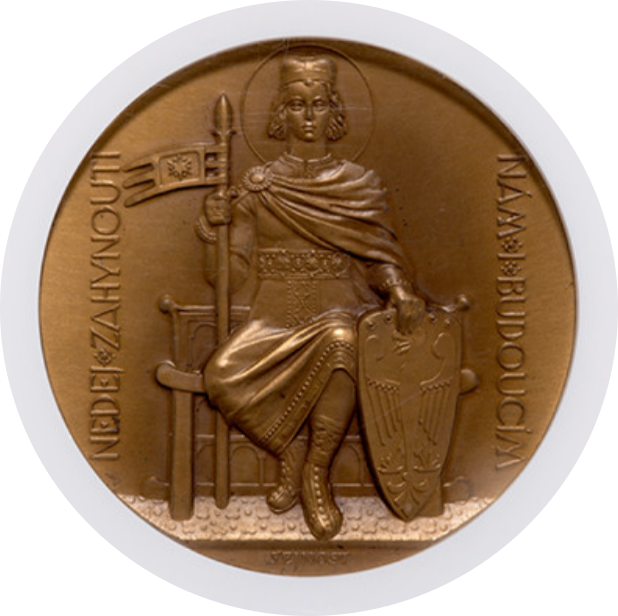 1929 CZECHOSLOV ST.WENCESLAUS ST.VITUS CATEDRAL BRONZE image